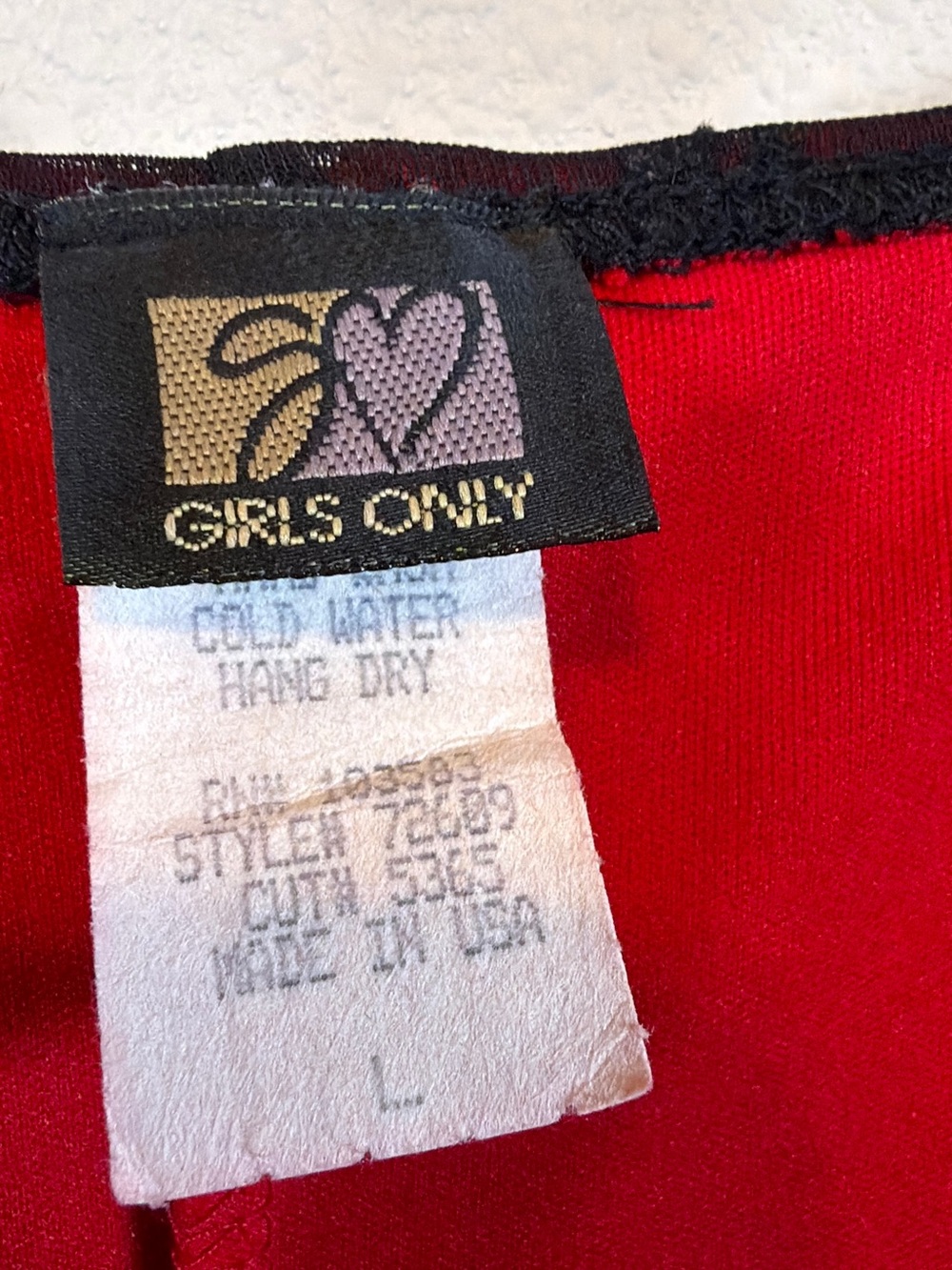 Girls OnlyBurgundy Satin Chemise with Black Lace Overlay w/Marabou Trim. Size L - Picture 4 of 6
